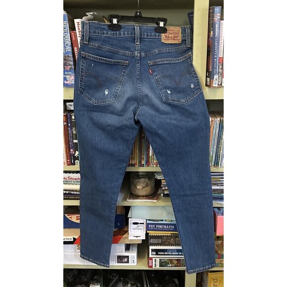 Levi's Jeans Womens 29 Blue Wedgie Skinny Button Fly High Rise Sashiko Mends - Picture 4 of 6